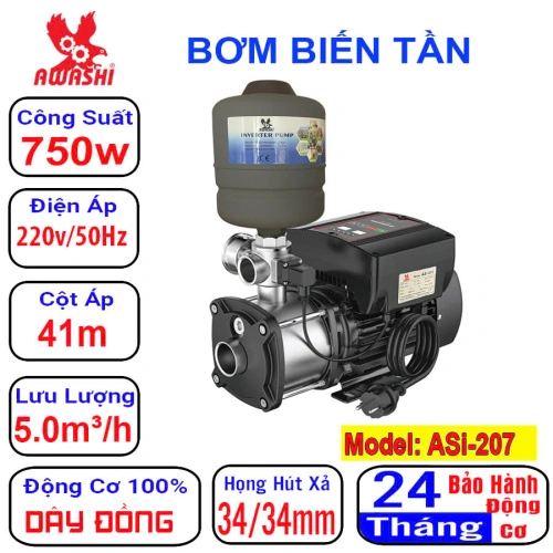 Máy bơm tăng áp biến tần Awashi 750W – Model ASi-207